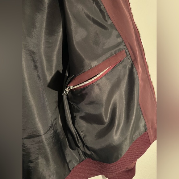 Men Club Monaco Burgundy Bomber Jacket size XS - Picture 4 of 5
